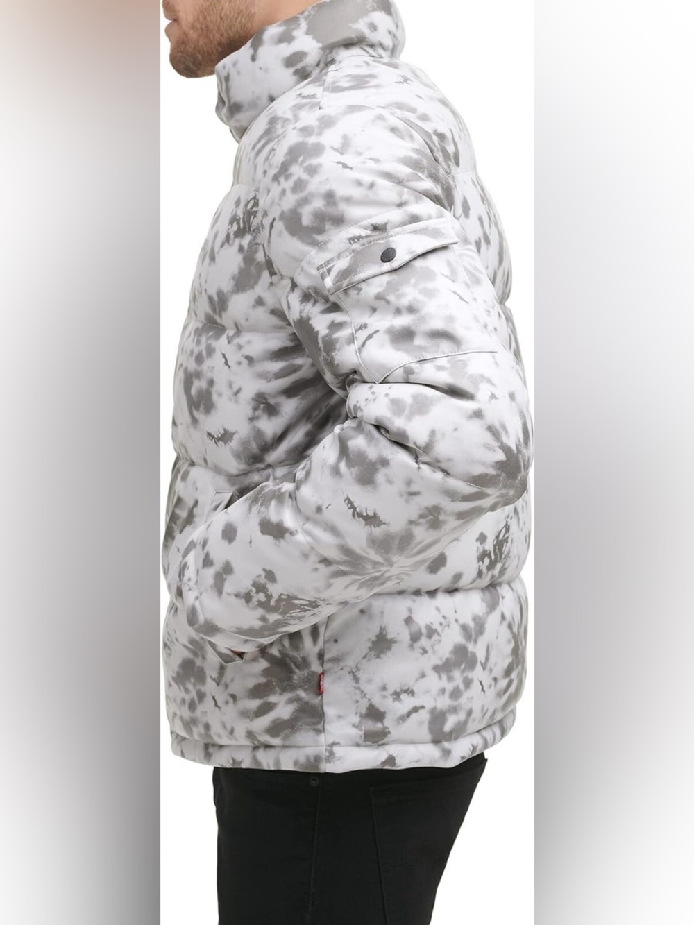 Levi's Mens Water Resistant Faux Leather Puffer Jacket Tie Dye Size Small NWT - Picture 2 of 6